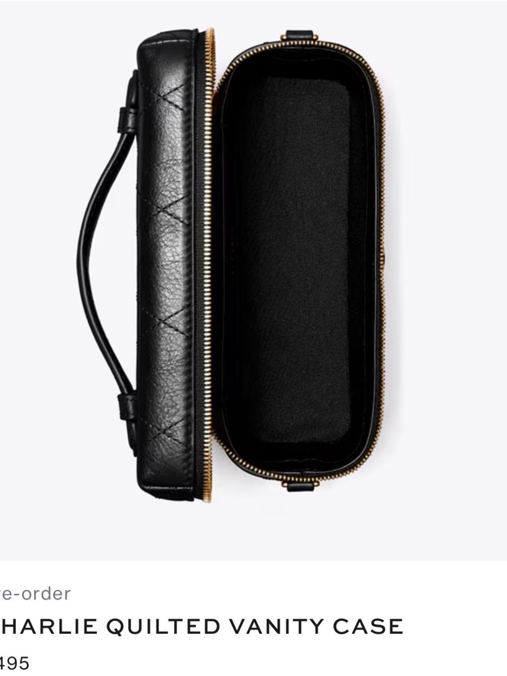 Tory Burch Black CHARLIE QUILTED VANITY CASE - Picture 4 of 5